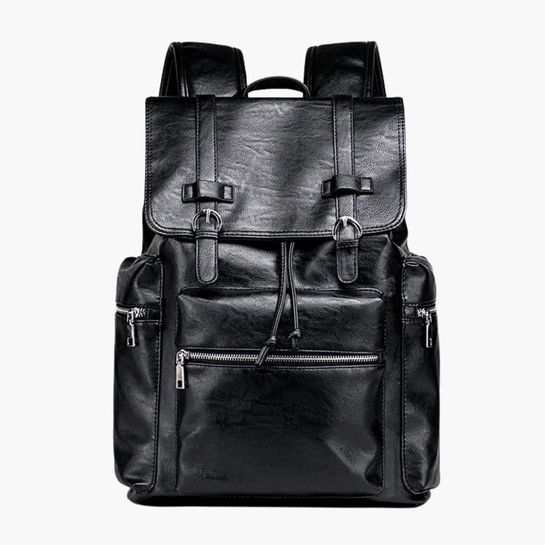 Expandable PU Leather Laptop Backpack – Large-Capacity Travel, Work & USB Charging Bag