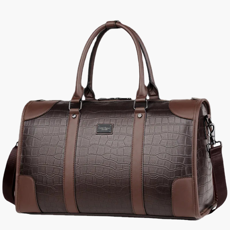 Luxury Croc-Pattern PU Leather Duffle – Travel Tote with Shoulder Strap & Large-Capacity Design