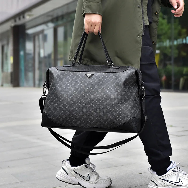 Waterproof Letter-Print Travel Duffel – Large-Capacity Handheld & Crossbody Business Bag