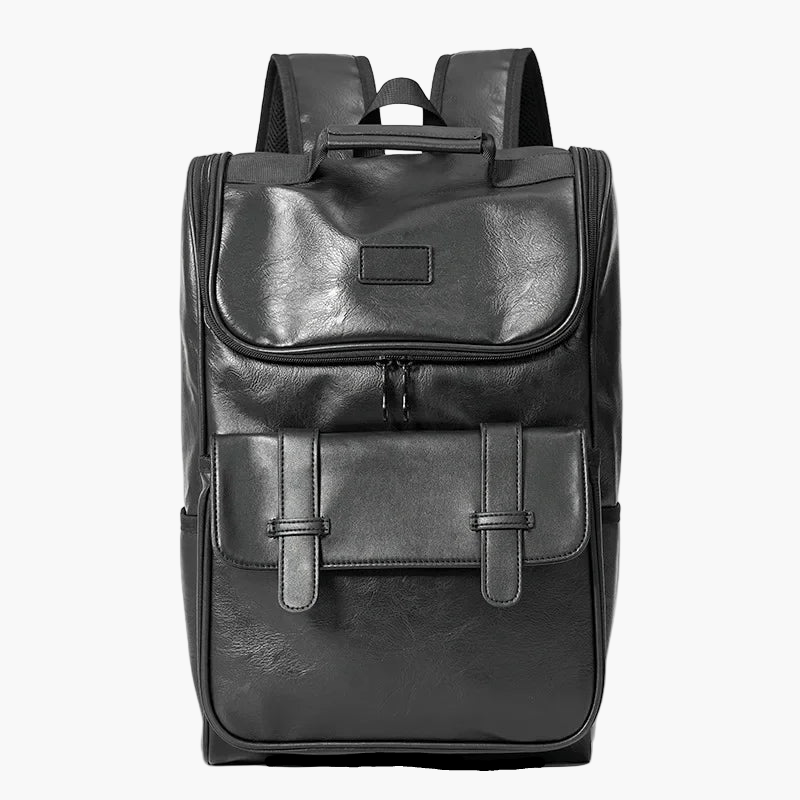 Solid PU Leather Backpack – High-Capacity Travel, School & Everyday Carry Bag