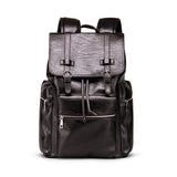 Expandable PU Leather Laptop Backpack – Large-Capacity Travel, Work & USB Charging Bag
