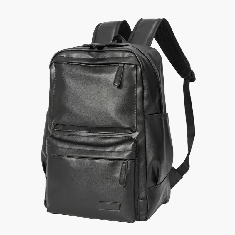 Solid PU Leather Backpack – Large-Capacity 15” Laptop Travel & Everyday Schoolbag